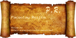 Pacsolay Rozita névjegykártya